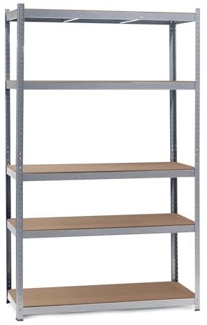 WilTec Étagère zinguée Charges Lourdes 120x50x204cm Emboîtable 5 Niveaux 200kg/niveau Atelier