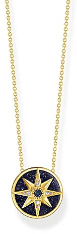 Thomas Sabo Sabo Kette Royalty Stern mit Steinen aus 925er Sterlingsilber 750er Gelbgold-Vergoldung, Länge: 40cm - 45cm, KE2140-963-7-L45V