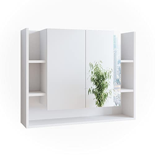 Vicco Badspiegelschrank Elira, Badezimmerspiegel, Weiß, 80.2 x 64 cm