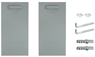 Selbstklebendes Befestigungsset Bilderhalter Spiegelhalter Dibond-Aufhänger Haftbleche (2x Halter | Schraubhaken | Silikonpuffer, 200x100mm)