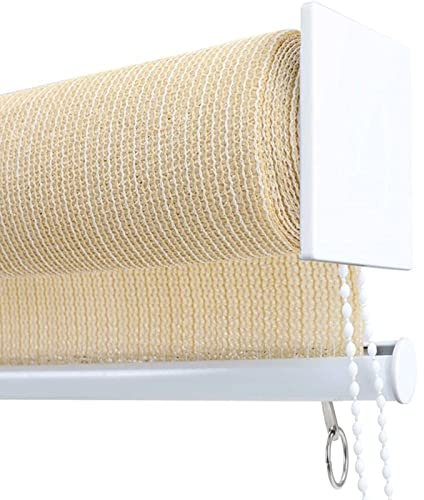 GOCHUSX Store À Rouleau Extérieur, Stores Enrouleurs D'ombrage Protection UV Respirante Filtrage De La Lumière Décoration Écran De Confidentialité pour Pergola Terrasse(Beige,0.6x3m)