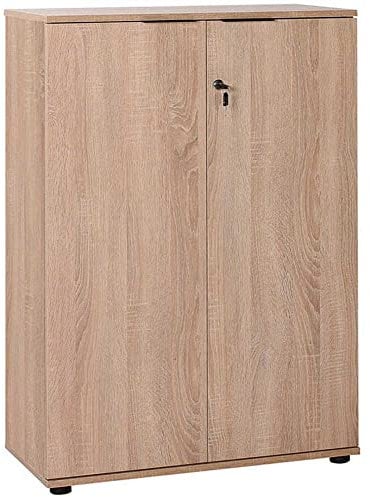 BAKAJI Armario archivador de Documentos 2 Puertas, Mueble de Oficina, módulo estantería de 3 estantes, para casa, Oficina, Estudio, Porta Tarjetas, portadocumentos con Llave y Cierre de Cerradura