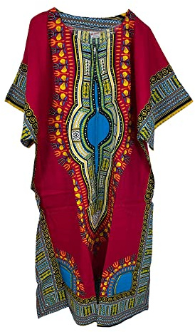 Dam 100 % bomull lång kaftan klänning sommar dashiki afrikanskt tryck en storlek lös baggy stil strandöverdrag