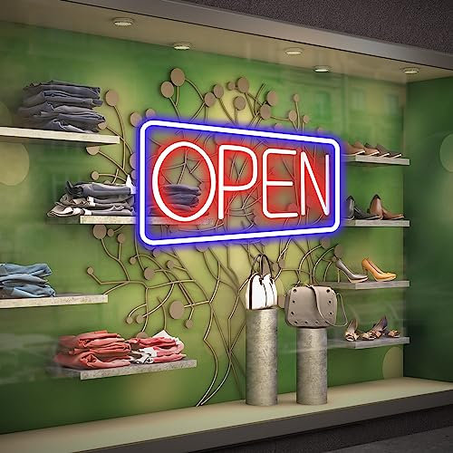 OPEN Neon Schild, 43x23cm OPEN Neonschild Neon Licht Bar Neon Sign LED Neonlicht Angetrieben Durch USB mit Dimmbaren Schaltern, für Bar Club Geschäft Restaurant Cafe (Horizontal)