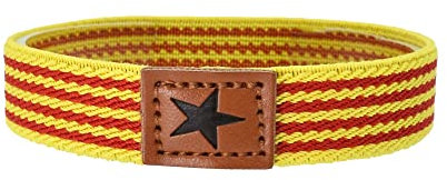 BDM Pulsera de hombre y mujer de tela con la bandera de Cataluña Senyera de Catalunya elástica y ajustable para la muñeca, un complemento de moda unisex de color amarillo y rojo