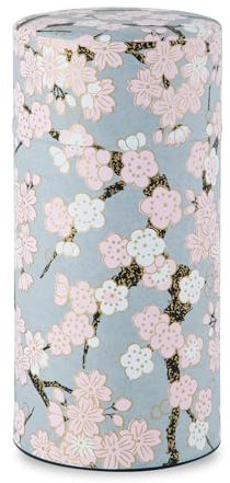 【NOREN】 Japanische Washi Teedose für Losen Tee 200g (Umesakura - Grau) / Mit Luftdichtem, Feuchtigkeitsbeständigem, Innenverschluss