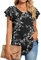 TAOHUADAO Womens 2024 Summer Casual Dressy Shirts V Neck Tunic Ruffle Short Sleeve Chiffon Tops Comfy Blouse X-Large, Black White Flower