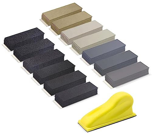 VIBRATITE 131 Stück Schleifpapier Nass mit Schleifklotz Set, Schleifpapier Körnung 60/80/100/150/240/400/800/1200/2000/3000/5000/7000/10000 Sandpapier Sortiment für Schleifen und Polieren