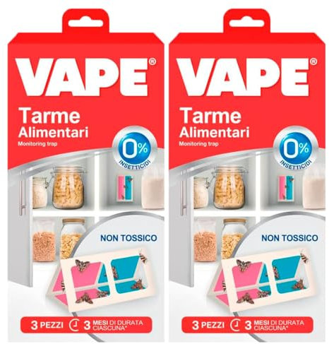 Vape Tarme Alimentari Minitoring Trap Trappole Adesive con Ferormoni Attrattivi per Maschi e Femmine Insetticida Inodori per Dispense Ripiani e Cassetti - 6 Adesivi