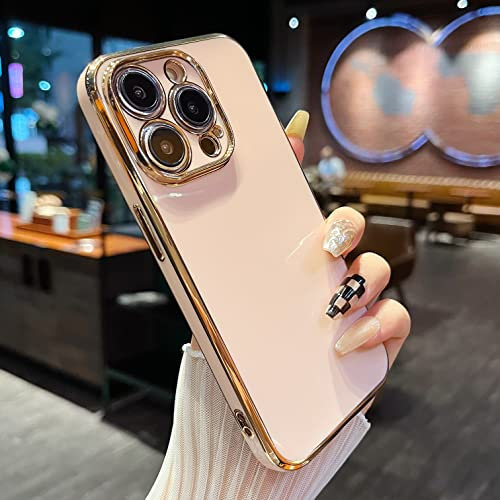 DEFBSC Compatible with iPhone 15 Pro Max Case, Plating Edge Soft TPU Bumper Protective Case Cover Ultra Thin Anti-Scratch Shockproof Back Cover Phone Case for iPhone 15 Pro Max - Gold