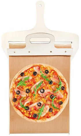 HOVCEH Sliding Pizza Peel mit Griff, Pizzaschieber, 45 X 20 CM Schiebe Pizzaschaufel, Antihaft Pizza Schieber Perfekt überträgt für Einfache Übertragung von Pizza, Kuchen, Brot, Pizza Zubehör
