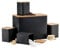Cooks Professional 5 Piece Tea, Coffee, Sugar, Biscuit & Bread Square Cannister Set with Bamboo Lids | Diamond Pattern Labelled Stainless Steel Kitchen Storage Bins Airtight Containers | Black