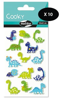 My Mandarine CY006Opack 10 Bogen 3D Stickers Cooky (140 Stickers) Dino