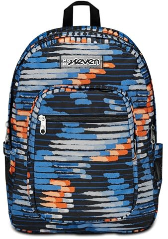 Seven Freethink Rucksack, Schultasche Schulranzen für Mädchen Jungen, Tornister mit Doppelfach und Trinkflaschenfach, gepolstert, für Schule, Sport, Freizeit; USB-Ladeanschluss, Mehrfarbig