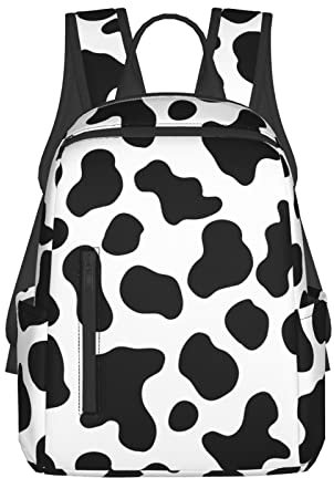 Rucksack mit Kuhhaut-Muster, für Damen und Herren, lässiger Tagesrucksack, niedlicher Laptop-Rucksack, leichter Reiserucksack, Kuhfell-Muster, One size