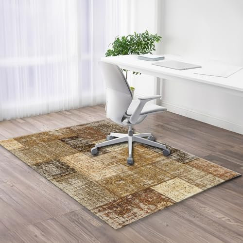 Heavyoff Office Chair Mat for Carpet Floor,Desk Chair Mat for Hard Floors,Under Desk Rug Protector for Rolling Chair,Computer Gaming Chair Mat,Foldable Bohemian Low Pile Floor Mat, Style 5, 60x90cm