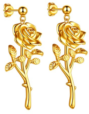 SEIHOP Rose Stud Earrings Flower Earring Elegant 18K Gold Plated Jewelry Gifts for Women KE0065Y