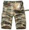 Lilychan Cargo-Shorts für Herren, Baumwolle, Camouflage, elastische Taille, entspannte Passform, mehrere Taschen, leger, Outdoor, leichte Arbeitsshorts, Plaid Gelb, 46
