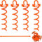 Mezchi 4 Pcs 31CM/12 Spiral Ground Anchors Heavy Duty, Swing Wet Anchors with Crowbar, Metal Shed Anchor Kit for Trampoline Stakes, Securing Dogs, Camping Tent, Orange