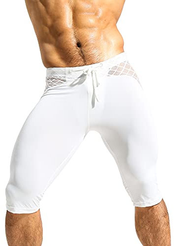 Casey Kevin Herren Kompressionshose 3/4 Laufhose Atmungsaktive Sporthose Tight Sport Leggings Kompressionsshorts für Fitness Laufen Gym, L