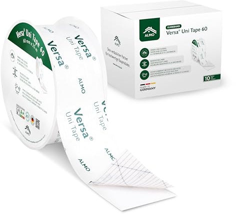 ALMO 10x Flexibles Klebeband für Innen und Außen (60mm x 25m) Klebeband für Dampfbremsen Dampfsperren und Unterspannbahnen, Reißfeste Abdeckfolie für das dauerhafte luft- und winddichte Verkleben