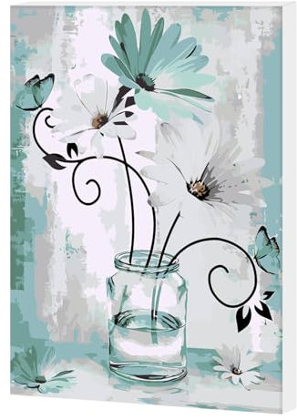 AIRDEA Gänseblümchen Malen Nach Zahlen Erwachsene mit Rahmen, DIY Malen Nach Zahlen Mit 3-Pinseln und Acrylfarbe, Handgemalt Ölgemälde Kit für Anfänger Erwachsene, Inneneinrichtung 20X30CM