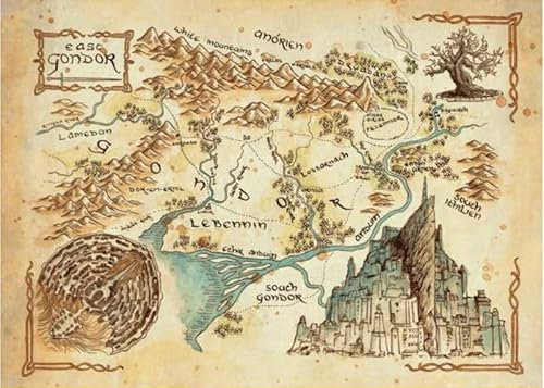 HfmQuisutron Vintage Map Poster Mittelerde Karte Leinwanddrucke für Zuhause Schlafzimmer Wohnzimmer Wanddekoration Qd654Iy 40X60Cm