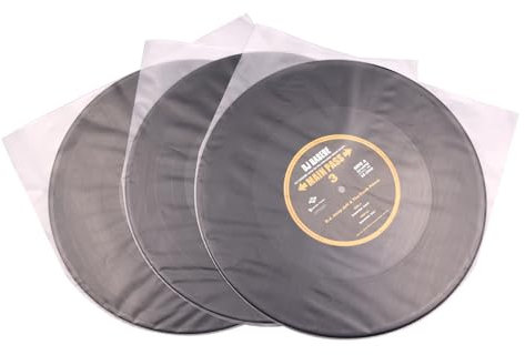LP Vinyl Inner Sleeves Transparent Anti Static Plastic Round Bottom Protective Sleeves Album Covers (10 inch 25PCS)