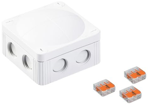 Wiska 10110405 COMBI 308 WH 3-221-413 Junction Box, 85x85x51mm, White, 3 x Wago 221