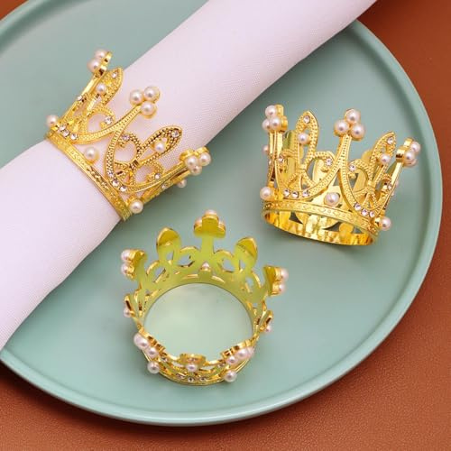 WELLYUK Serviettenringe, Diadem, Serviettenhalter, Schnallen, Cupcake-Topper, für Hochzeit, Festival, Urlaub, Party, Esstisch, Heimdekoration, 6 Stück