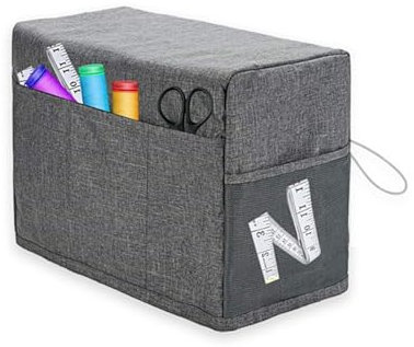 Nähmaschinen-Abdeckung, Schutzhülle mit Essentials Aufbewahrungstaschen, Staubschutz, Abdeckhaube für Nähmaschinen, faltbare Nähmaschinen-Staubschutzhülle für die meisten Standard-Nähmaschinen(grau)