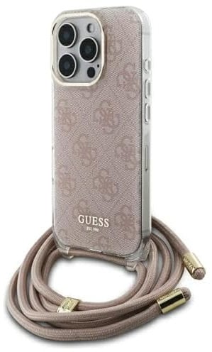 CG MOBILE Guess GUHCP16XHC4SEP Hülle für iPhone 16 Pro Max 6.9 rosa Crossbody Cord 4G Print