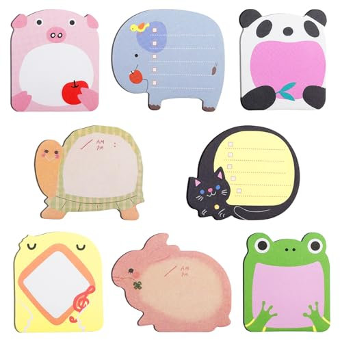 Lixiluxia 32 Pezzi Foglietti Adesivi, Mini Block Notes Bambini Feste, Note Adesive Sugli Animali, Foglietti Adesivi con Animali, Blocchetti Memo Adesivi Animali per Ufficio, Casa e Scuola(8 Stili)