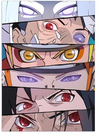 Displate Offiziell Naruto MetallPoster Magnetische Befestigung Lizenziert Bilder Hochwertiges Poster Naruto Shippuden - Eyes Colored Poster 45 cm x 32 cm