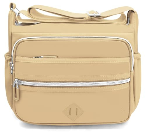 GOUNNU Umhängetasche Damen Wasserdicht Crossbody Bag Nylon Freizeit Schultertasche Vielen Fächern Damen Handtasche mit Verstellbarer Breiter Schultergurt Kuriertasche Leichte