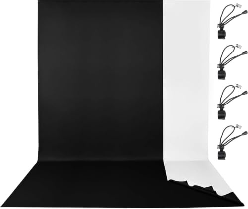 EMART Schwarz-weißer Hintergrund für Fotografie, 1,8 x 2,7 m, 2-in-1, schwarz-weißer Bildschirmhintergrund für Geburtstag, Videostudio, Porträt, Fotoshooting