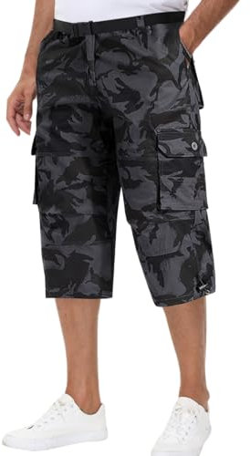 NANAMEEI Pantacourt Cargo Homme Short Militaire Hommes Bermuda Cargo Homme Pantacourt Hommes Été Short Randonnée Camouflage M