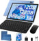 JUEDUR 2025 Newest 10 inch Android 13 Tablet, 12GB+128GB 512GB TF, Octa-Core Processor, Face ID, 5G WiFi, 8000mAh Batterie, 800 * 1280 HD, 8MP + 5MP, BT 5.0, Tablet with Keyboard, Mouse, Case - Blue