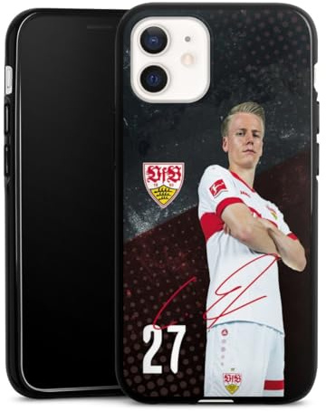 Silikon Hülle kompatibel mit Apple iPhone 12 mini Case schwarz Handyhülle VfB Stuttgart Chris Führich Offizielles Lizenzprodukt
