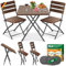 KESSER® Bistroset 3-teilig Balkontisch mit 2 Stühlen | Balkonmöbel Wetterfest & UV-beständig Balkonset klappbare Sitzgruppe | Beschichtetes Stahl & Holz-Optik | Gartenmöbelset mit 6 Filz-Untersetzer