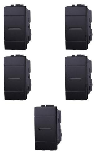 5 MODULI INTERRUTTORE ASSIALE 16A, NERO, COMPATIBILE CON BTICINO LIVING, MODULI E FRUTTI 100% COMPATIBILI, MATERIALI DI ALTA QUALITA'