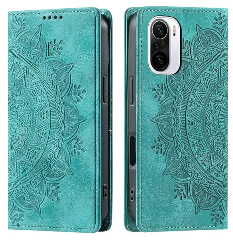 CASEONJAN Handyhülle für Xiaomi Poco F3 5G / Xiaomi Mi 11i 5G Hülle, PU Leder Klapphülle, Flip Wallet Case Handytasche Schutzhülle für Poco F3 5G / Xiaomi Mi 11i 5G (Magnet Grün)