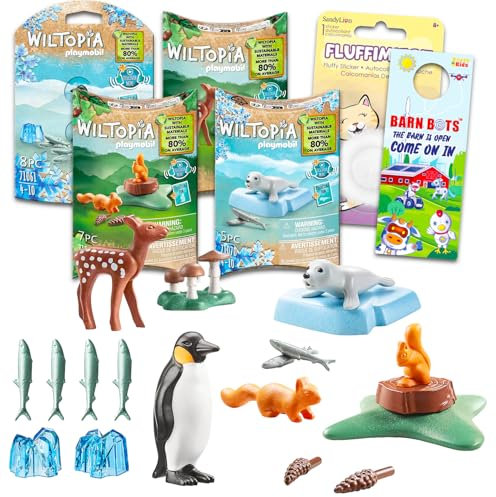 Playmobil Figurines d'animaux pour jeux de simulation pour enfants – Ensemble avec pingouin empereur, sceau, et plus de figurines, autocollants, plus | Ensembles d'animaux pour filles, garçons