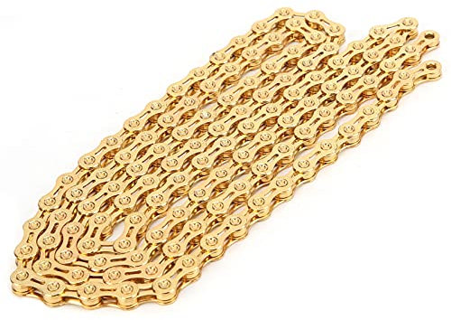 Tomvorks Gold 10 -Speed -Kette, Verschleiß, Korrosionssicher, mit Titan Beschichtete, Leichtes Design und Leicht zu Reinigende, Schnelle Verschiebung mit 116 Links, Werkzeugen Zur