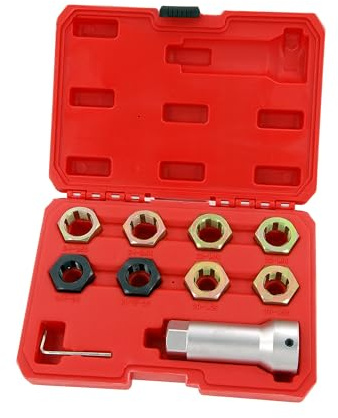 Neilsen CT6579-9pc Axle Spindle Rethreading Set, Thread Repair Dies & 27mm Extension Bar, Ideal for Axle Studs, Wheel Studs and Spindle Threads
