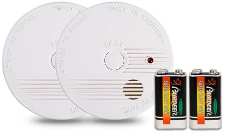 SAFE TECH Smoke Alarm with Battery, Photoelectric 9v Battery Alarm with LED Indicator & Test/silence Button, Smoke Detector Compliance with BS EN 14604:2005 Standards