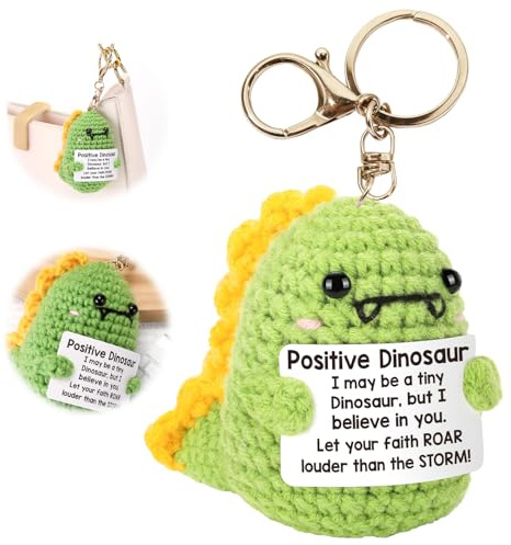 MLZTINGR Positive Dinosaure, Pocket Hug Dino Anhänger mit Schlüsselring,Dinosaurier Schlüsselanhänger für Taschen, Autoschlüssel & Rucksäcke