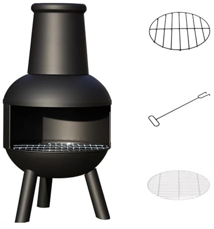 Estufa De Leña Exterior, Material De Acero Laminado En Frío, Resistencia A Altas Temperaturas 600°C Para Patio, Jardín, Acampada, Fogata & Asado