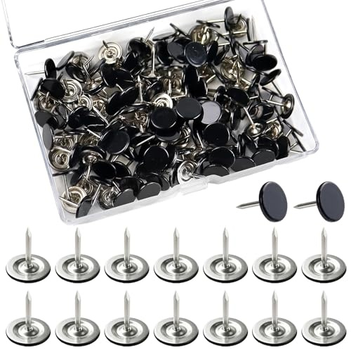 150 Piezas Clavos de Tapicería, Cabeza Plana, Chinchetas Negras,Decorativos | 11mmx13mm Para Muebles, Pizarra, Mapa Mundial, Pared de Corcho, Tachuelas de Tapicería para Sofás y Cabeceros