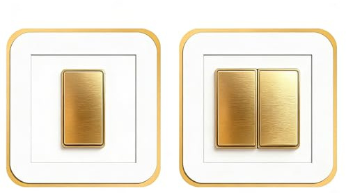 2 Pcs Square Shape Socket Surround Plate,Acrylic Light Switches Cover Plates,86x86mm Light Switch Surround White Gold,Decorative Socket Surround Plate for Home Living Room Bedroom